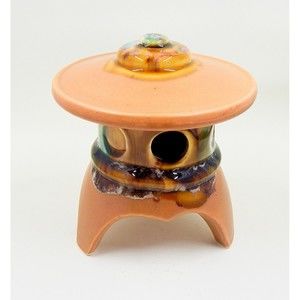 Ucagco Ceramics Japan Drip Glaze Asian Hut Incense Burner Candle Holder